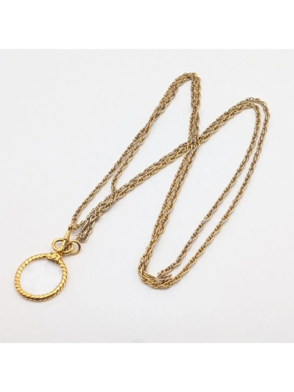 Chanel Pendant CC Logo Loupe Gold Chain First Era Vintage Necklace